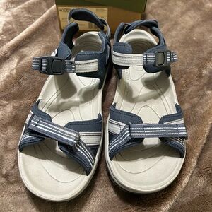 KEEN Women's Terradora II Strappy Open Toe Sandal in Navy/Light Blue.